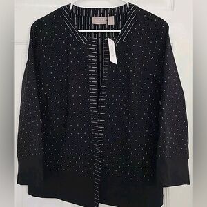 NWT Chico's Black/White Jacquard Print Open Blazer Jacket, Sz 2!